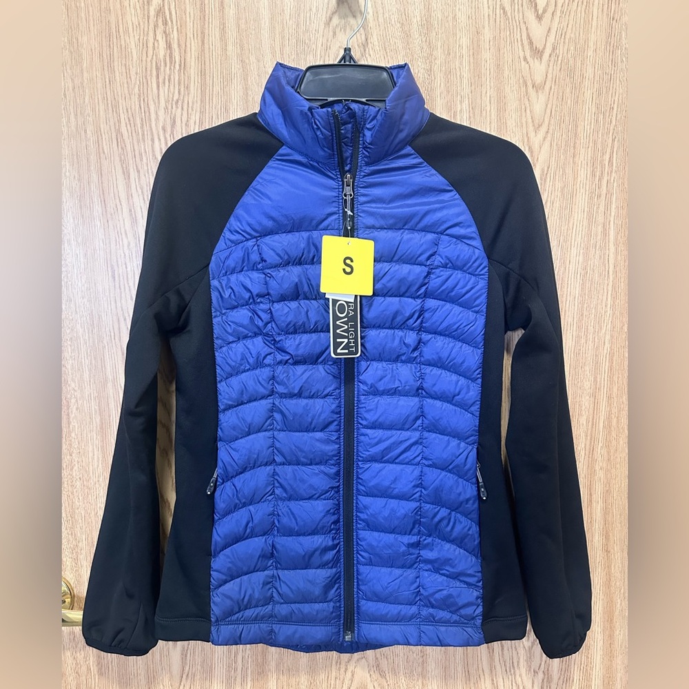 New 32 Degrees Weatherproof Blue/Black Down Light Jacket Women’s S